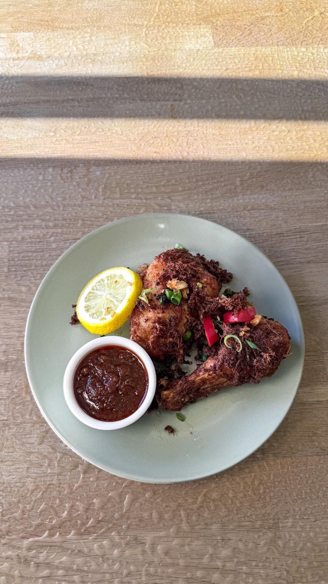 Ayam Goreng Berempah Malaysian spiced fried chicken with sambal at Penang City Forest Gate
