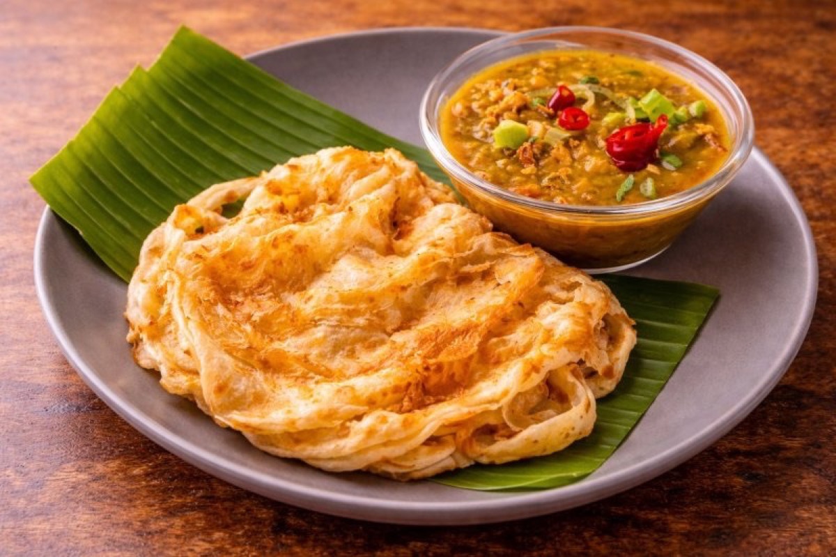 Roti canai with dhal curry — new breakfast menu at Penang City Forest Gate
